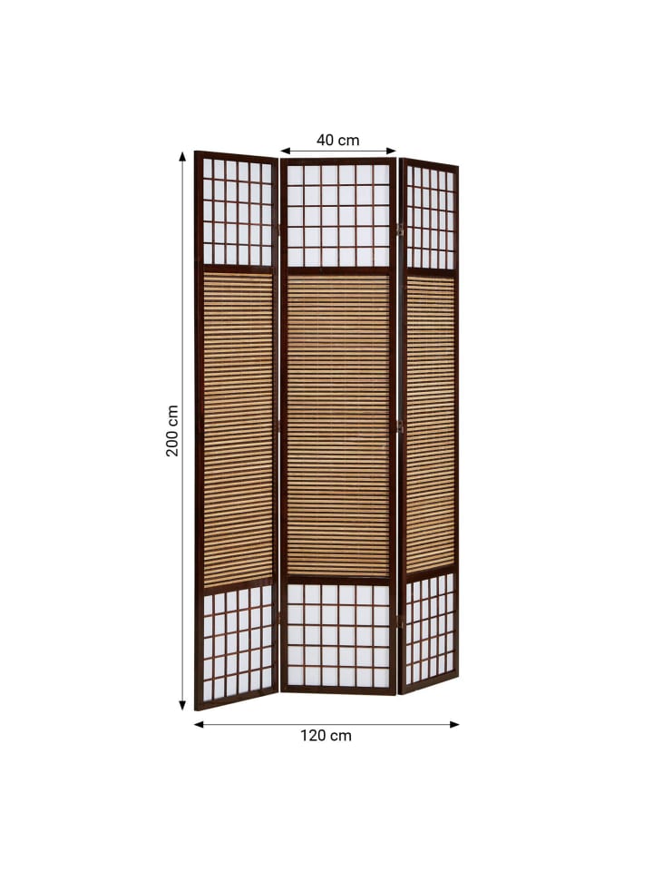 Homestyle4u 3-tlg. Paravent in Braun 120x200 günstig kaufen onesize