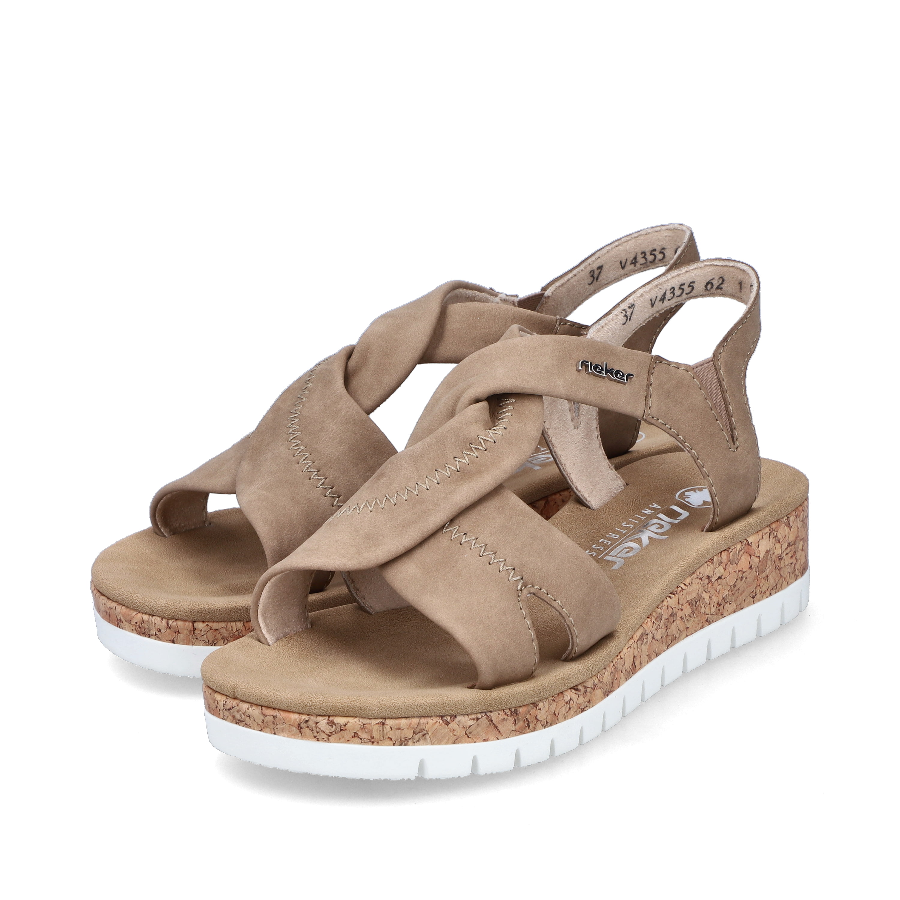 Rieker Damen Keilsandaletten braun-beige