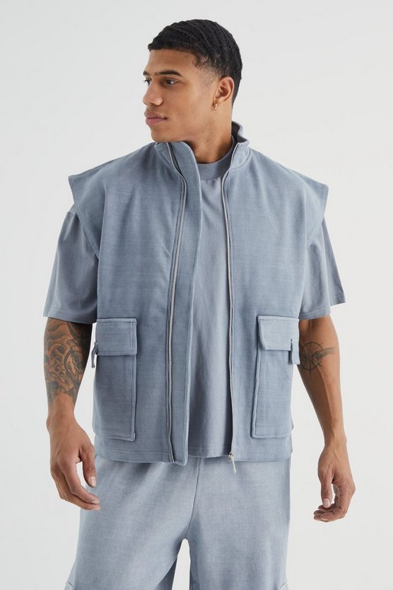 Kastige gerippte Oversize Weste