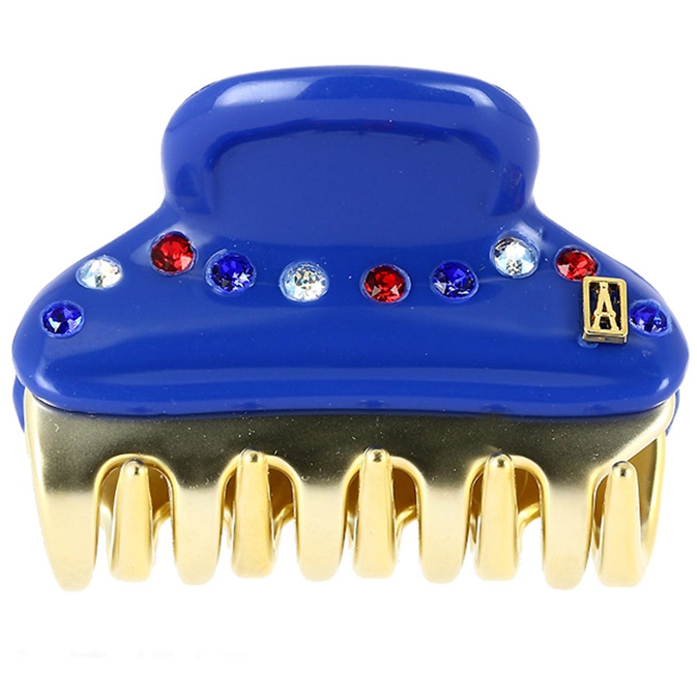 Alexandre de Paris Pince Vendôme Small Semi Strass Cocorico Blau