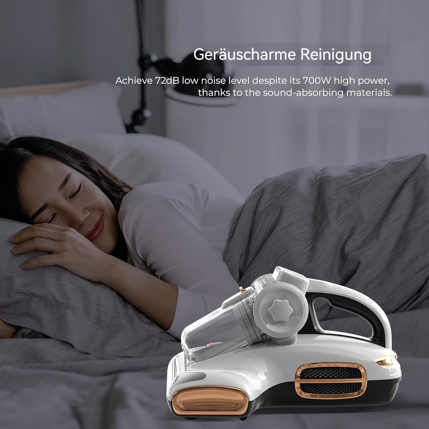 Jigoo Matratzenreinigungsgerät T600, 700,00 W, 60℃ 5s Schnellheizung Staubsammler, 72dB Leises Design ohne Lärm