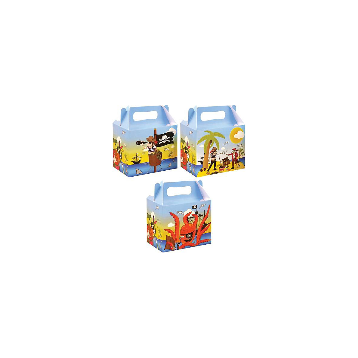 Geschenkbox Mitgebselbox Pirat, Karton, 14 x 10 x 12 cm, 6 Stück