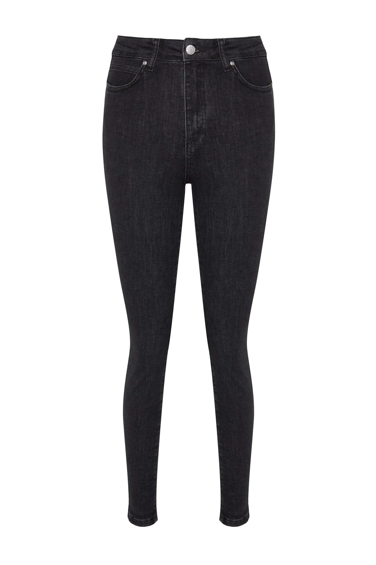 Trendyol Collection  Schwarze Röhrenjeans mit normaler Taille TWOAW24JE00067
