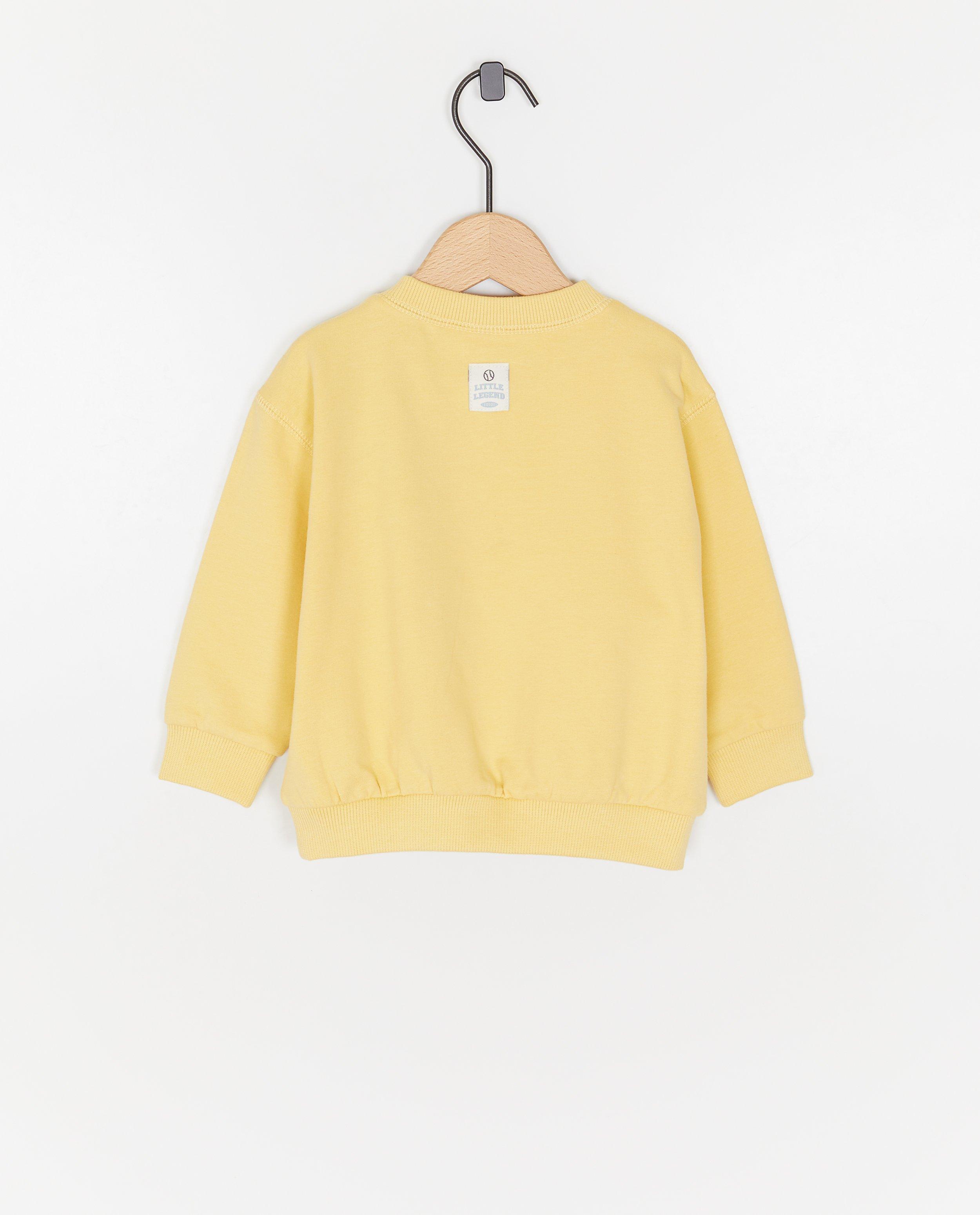 Pulover Cuddles and Smiles cu broderie de baseball, unisex galben deschis