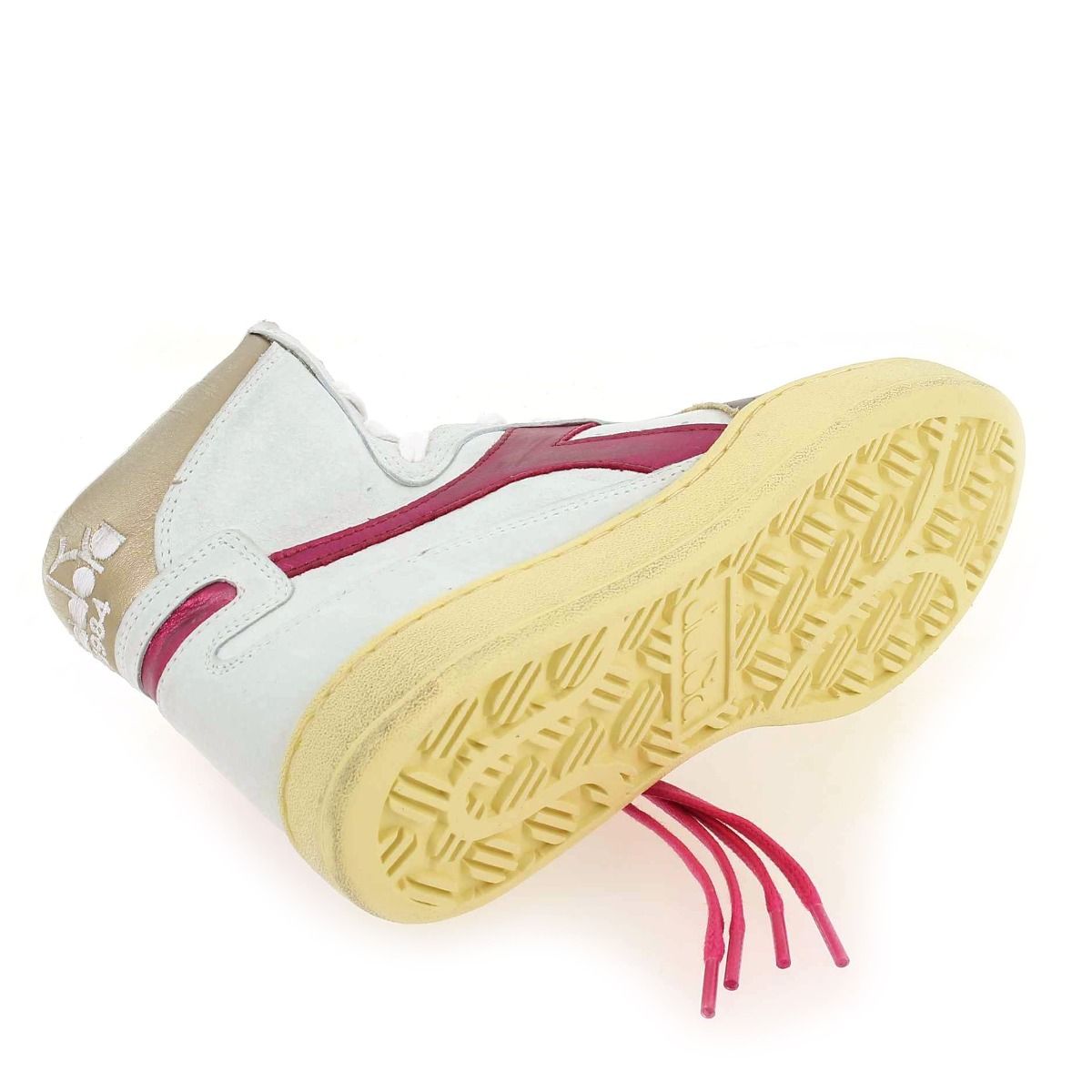 Diadora heritage  MI BASKET METAL OYSTER - Blanc cassé Fuchsia