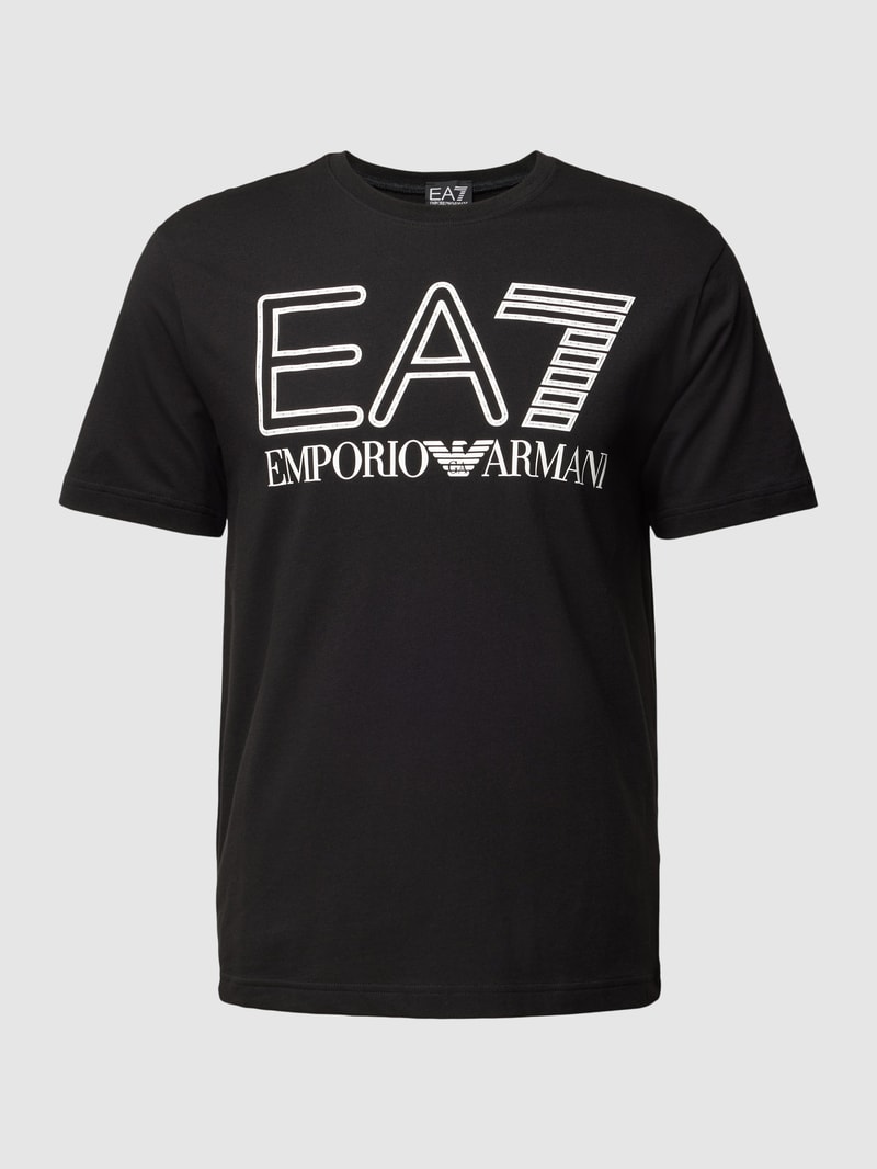T-Shirt mit Label-Print in schwarz
