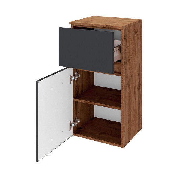 Unterschrank Lincoln, 40 cm, matt grau/wotaneiche