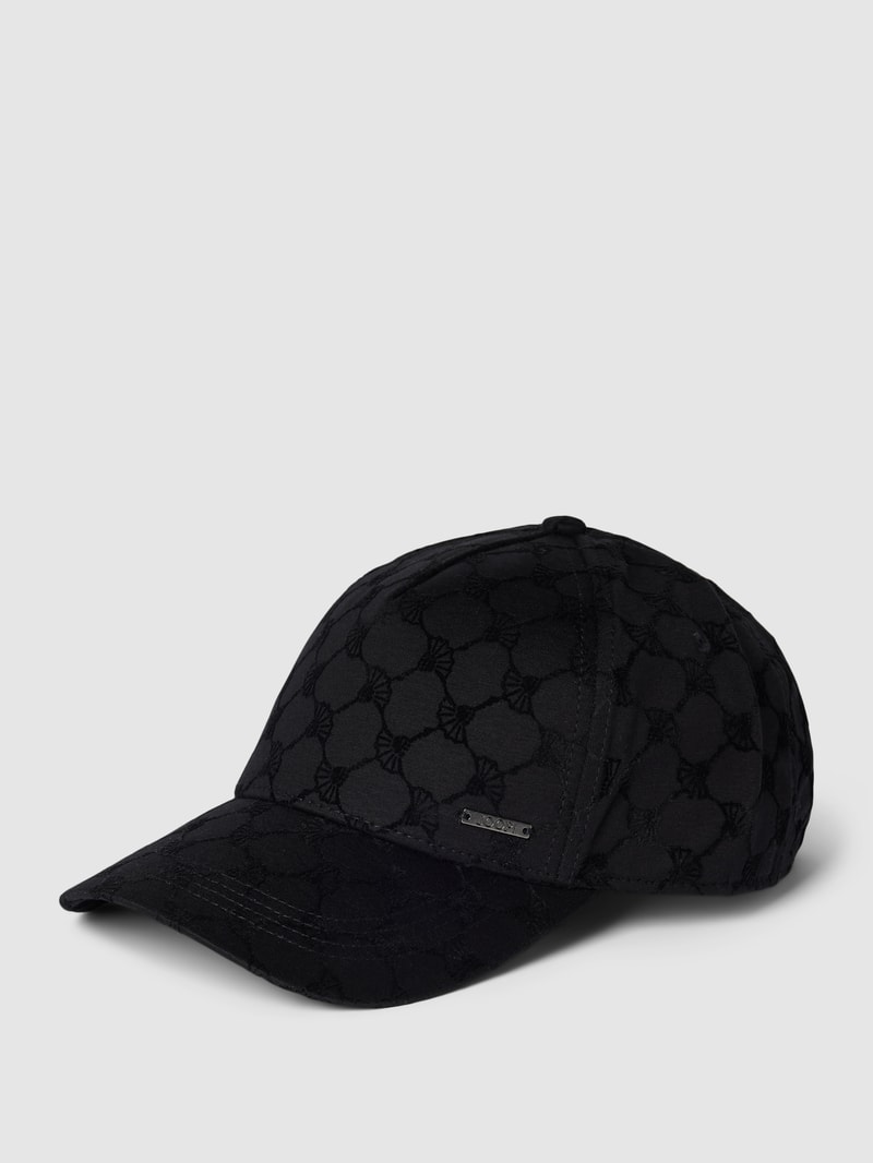 Basecap mit Allover-Logo-Muster Modell 'FELIKS' in schwarz