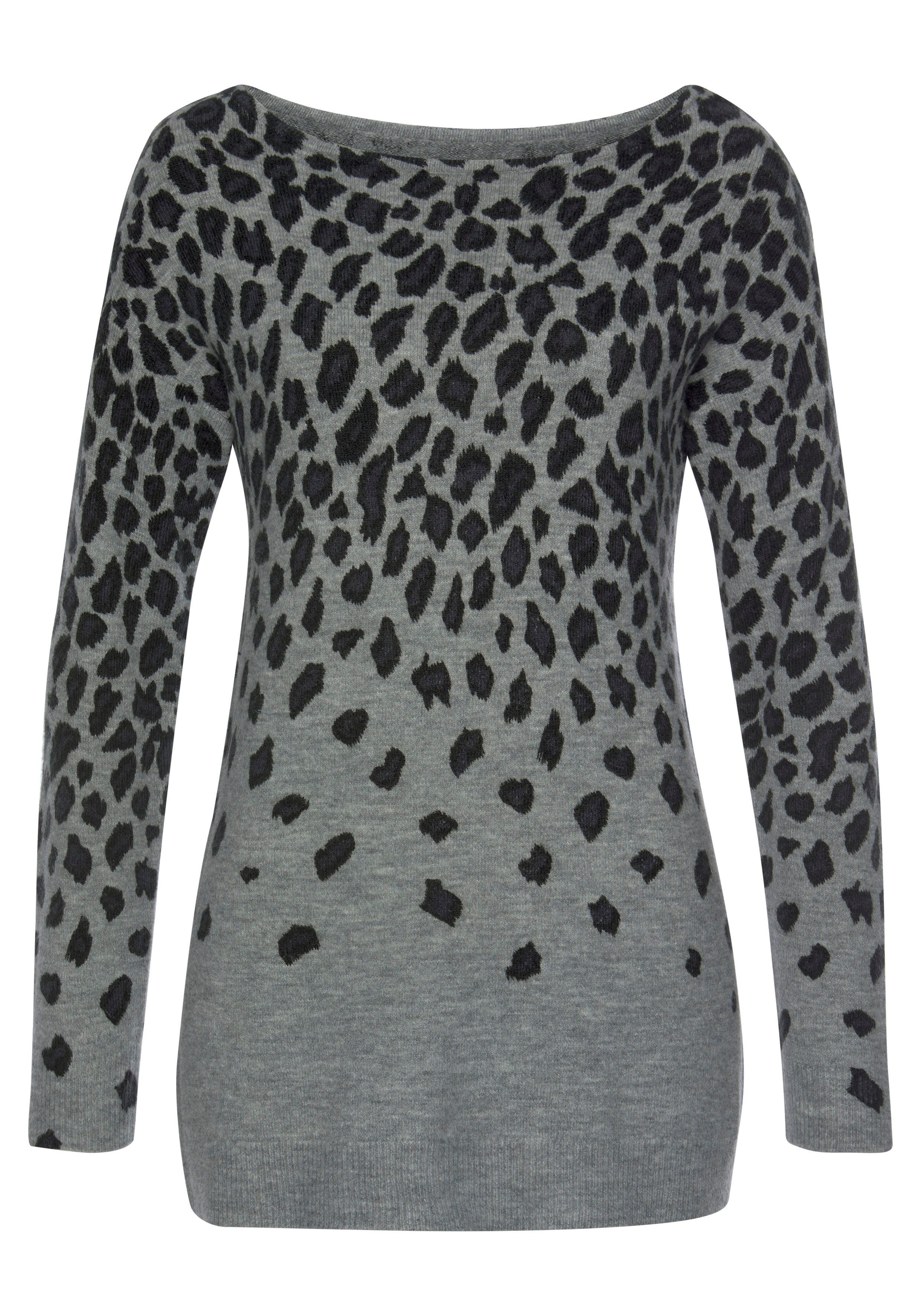 LASCANA Strickpullover mit Leomuster
