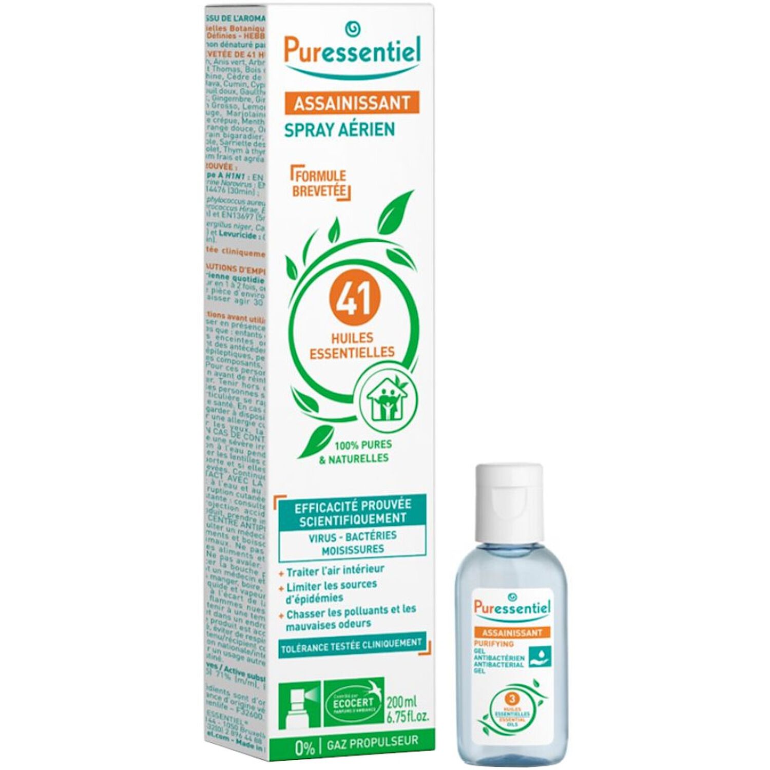 Puressentiel Assainissant Spray Aérien 200 ml + Gel Antibactérien 25 ml