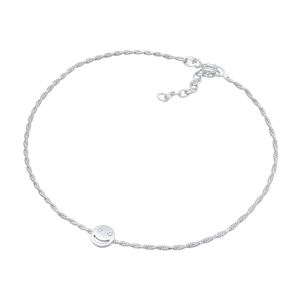 Elli Elli Bracelet de Cheville Femmes bracelet de cheville Smile Emoji pendentif Emoji Bijoux