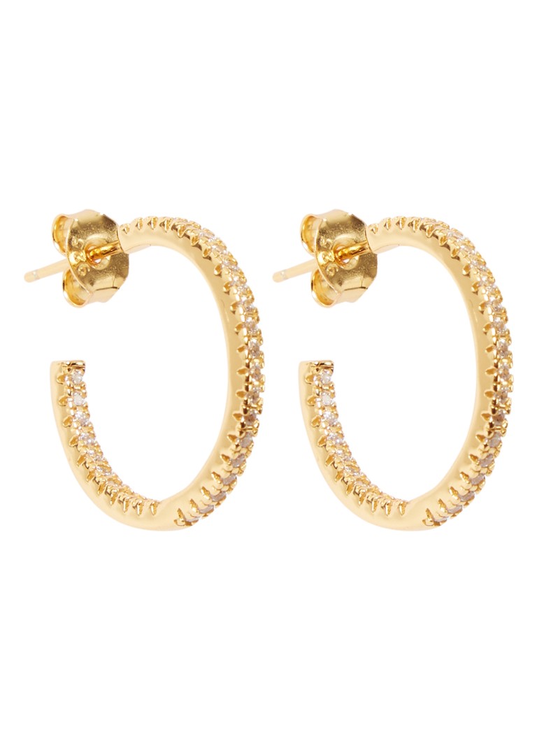 Boucles d'oreilles créoles argentées Franky Amsterdam The Go To Glam avec zircone cubique