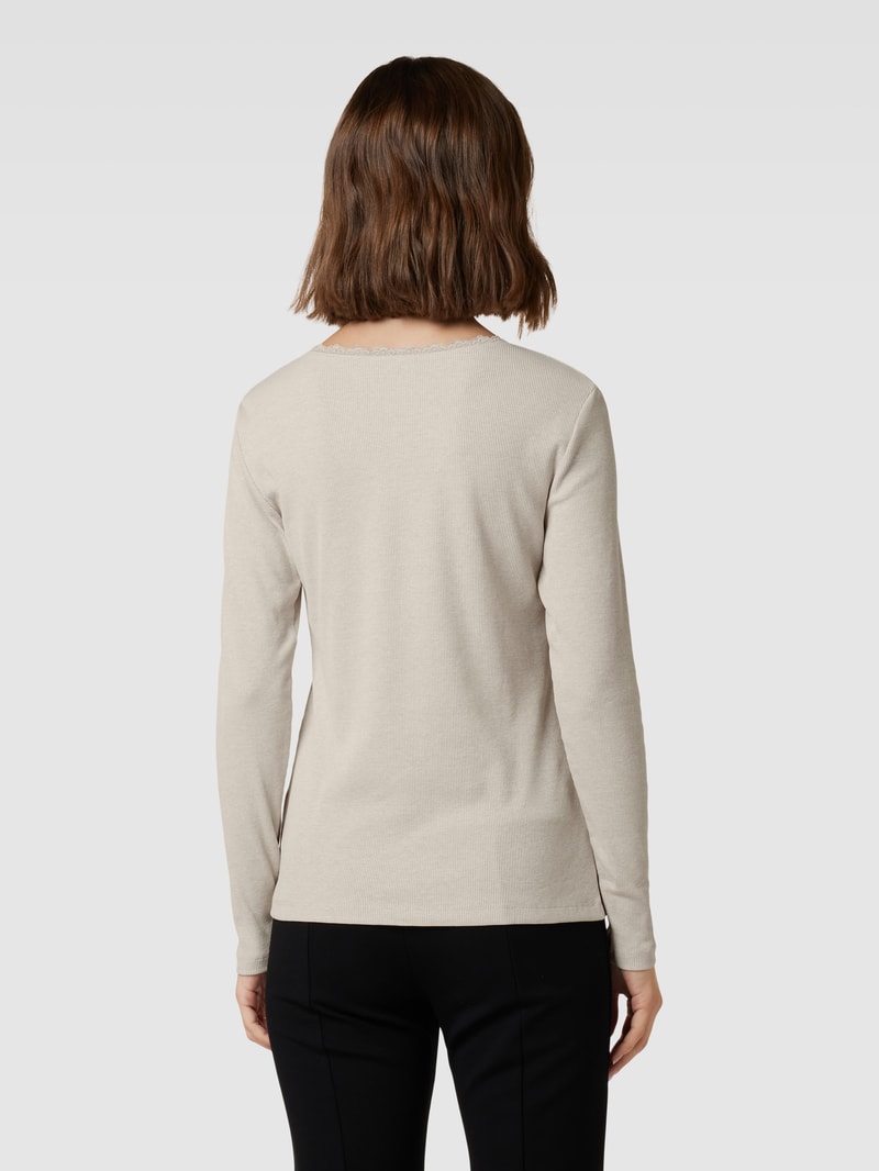 Longsleeve mit Rundhalsausschnitt in ecru meliert