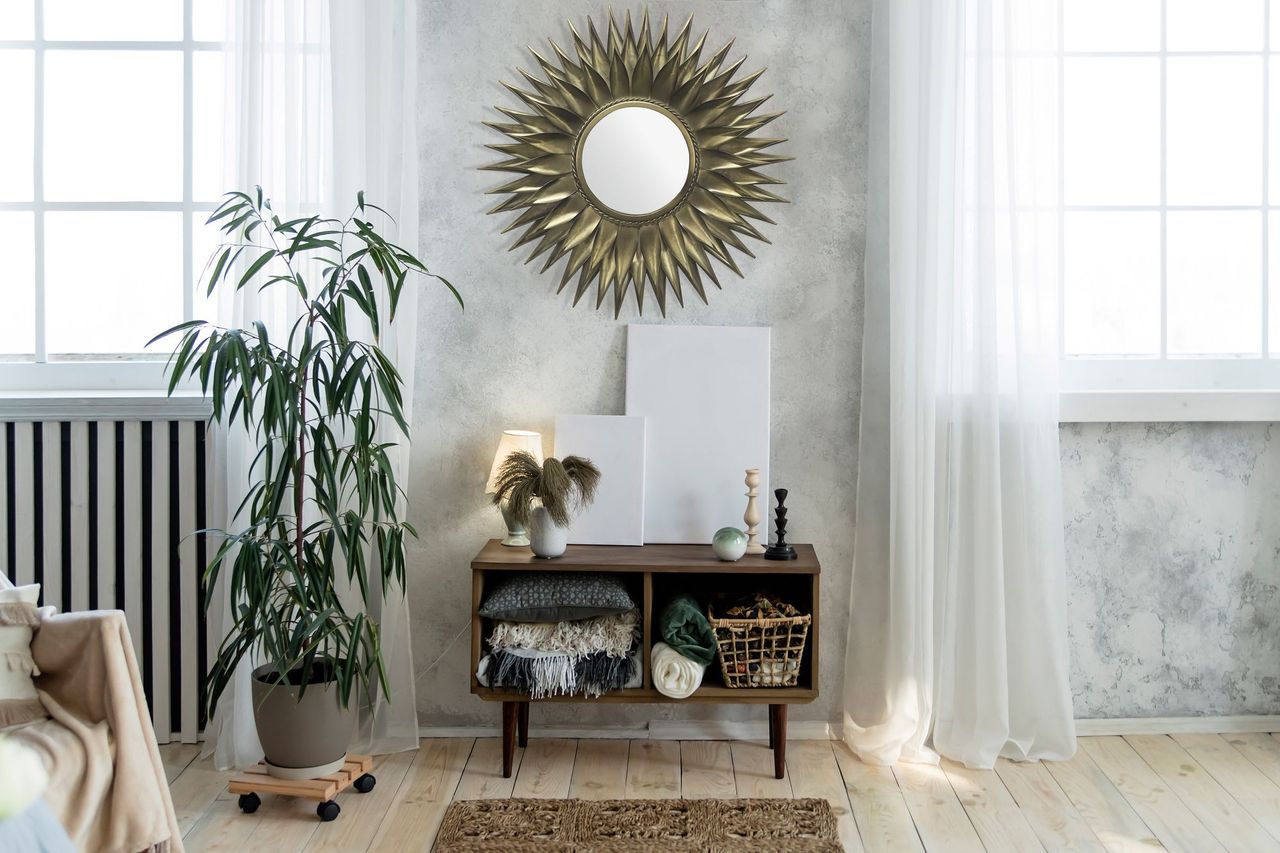 Wohnling Wandspiegel Sonne 74 cm Metall
