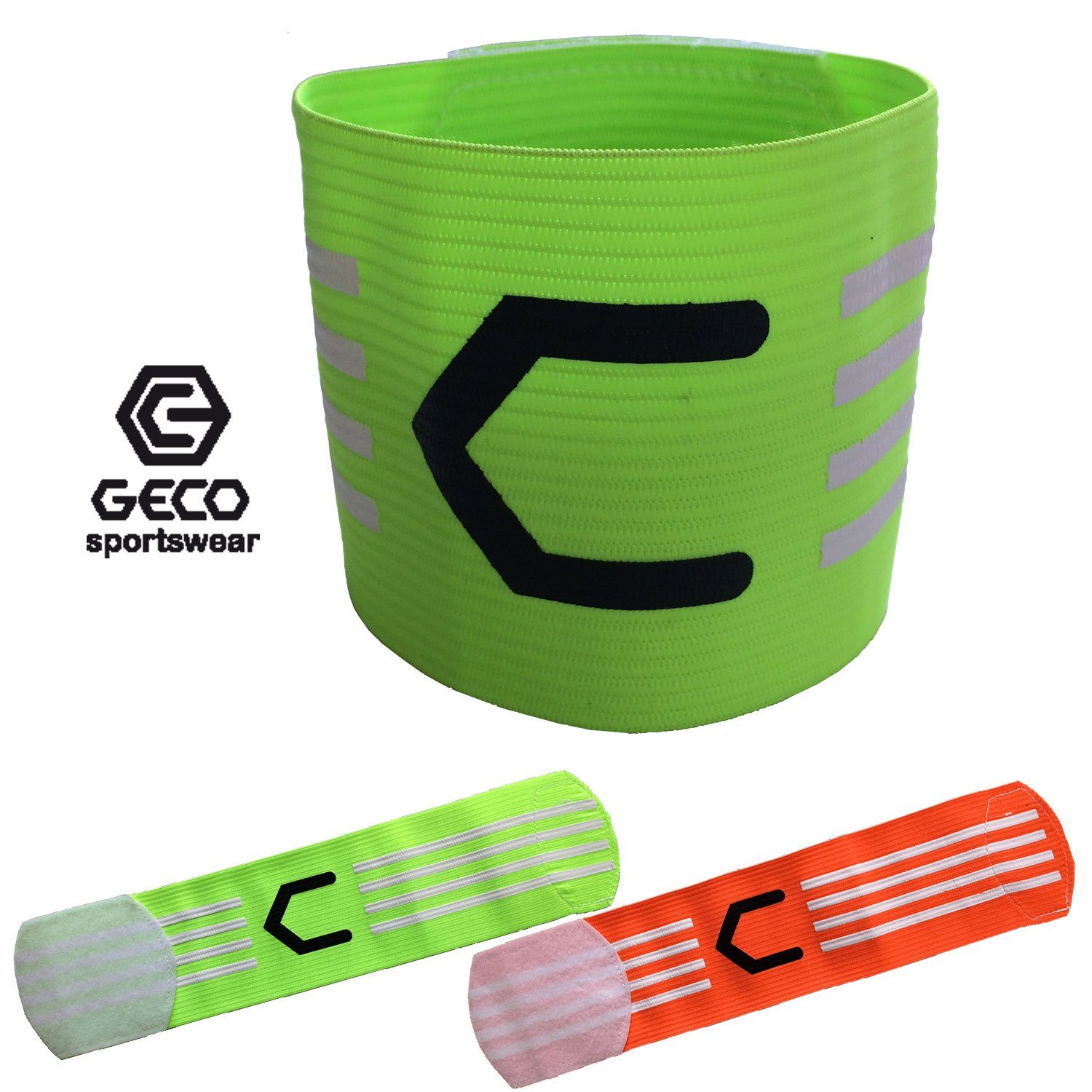 Kapitänsbinde Geco Kapitänsbinde Fußball NEON grün und orange, neon Farben grün oder orange