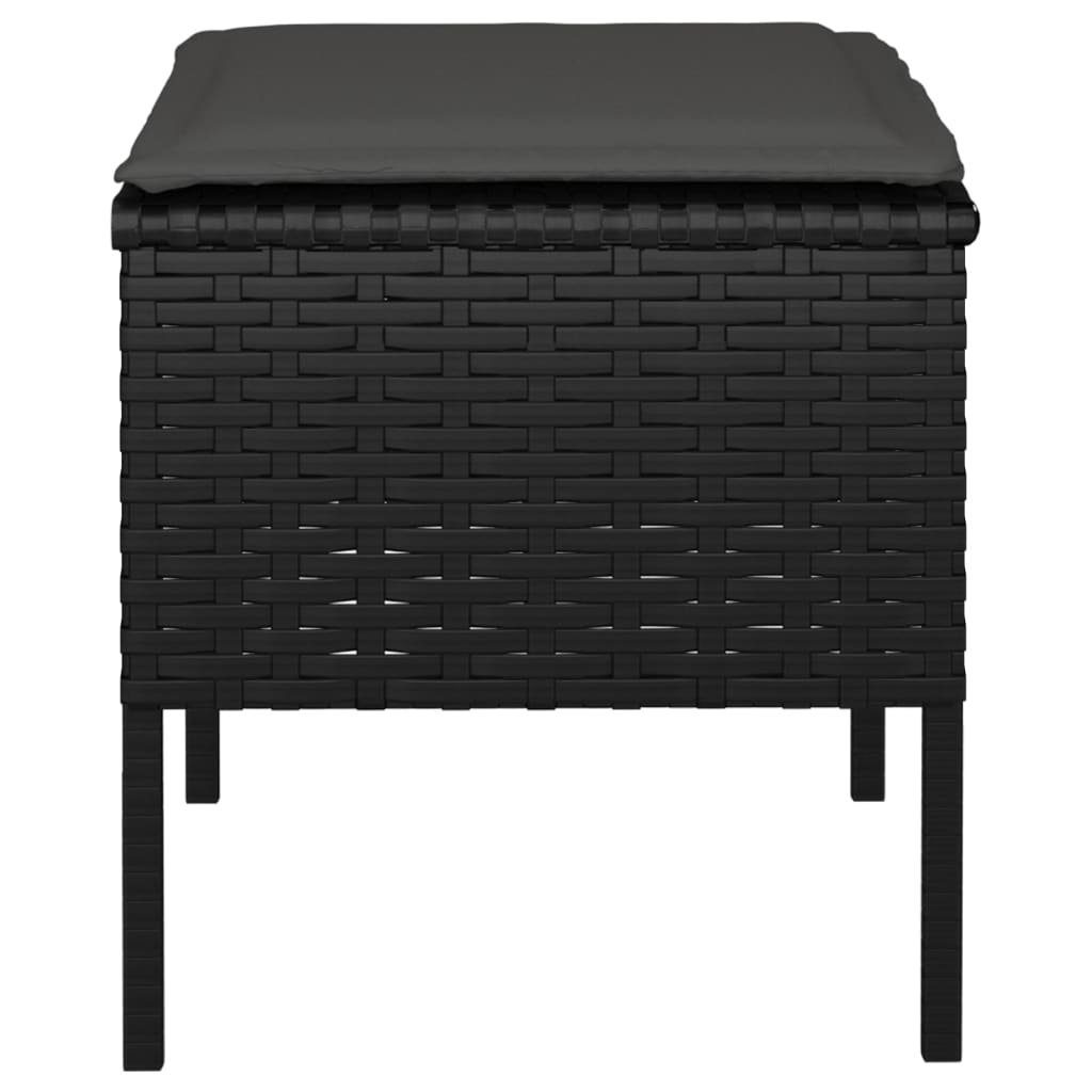 vidaXL Loungesofa Gartenhocker mit Kissen 4 Stk. Schwarz Poly Rattan, 4 Teile