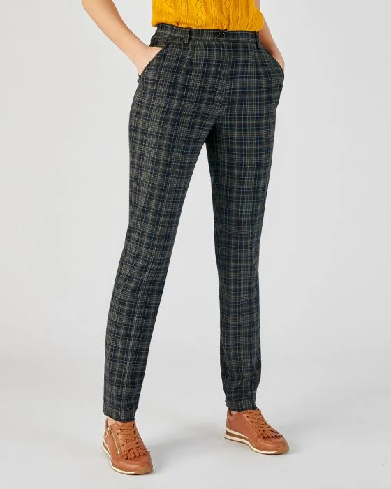 Pantalon droit, lainage aspect flanelle, 2 statures