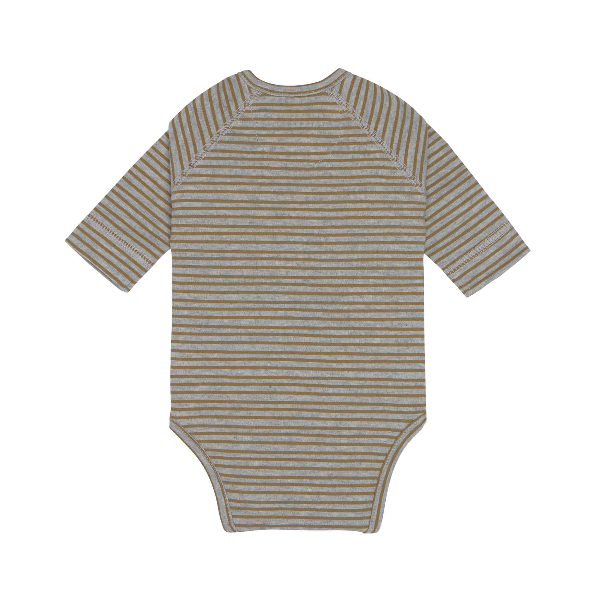Baby Wickelbody langarm - Bio Baumwolle, Streifen, Grau meliert