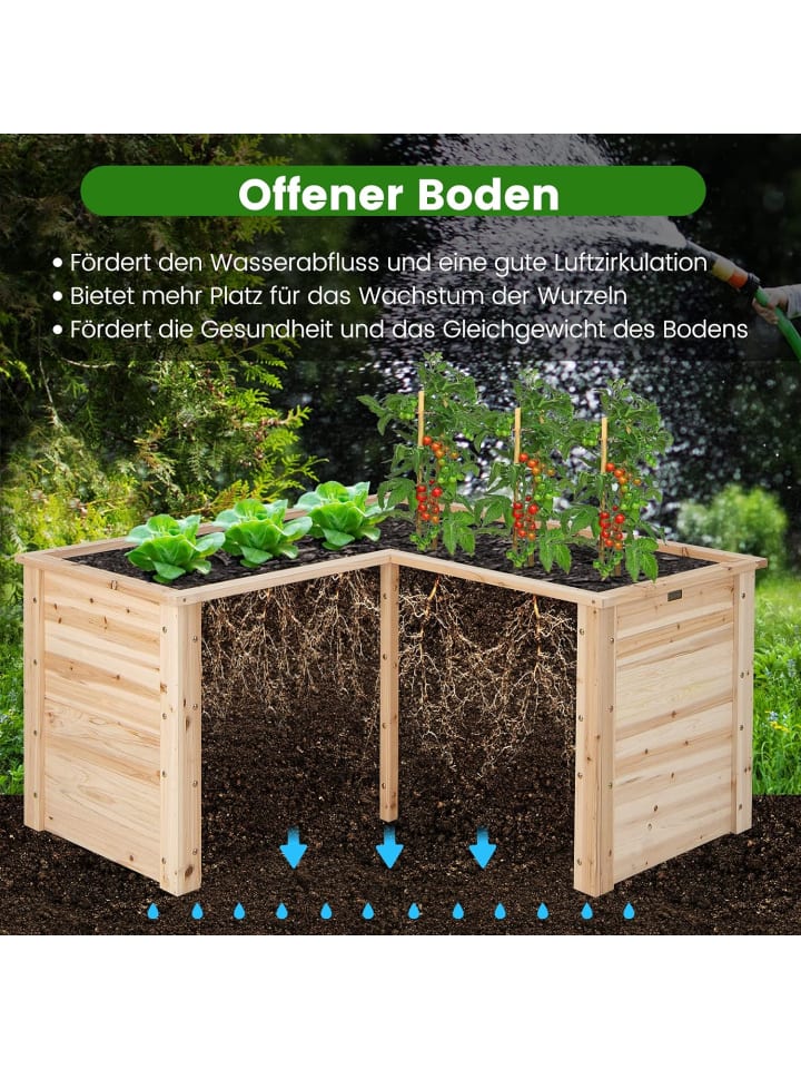 COSTWAY Hochbeet L-förmig in Beige günstig kaufen onesize
