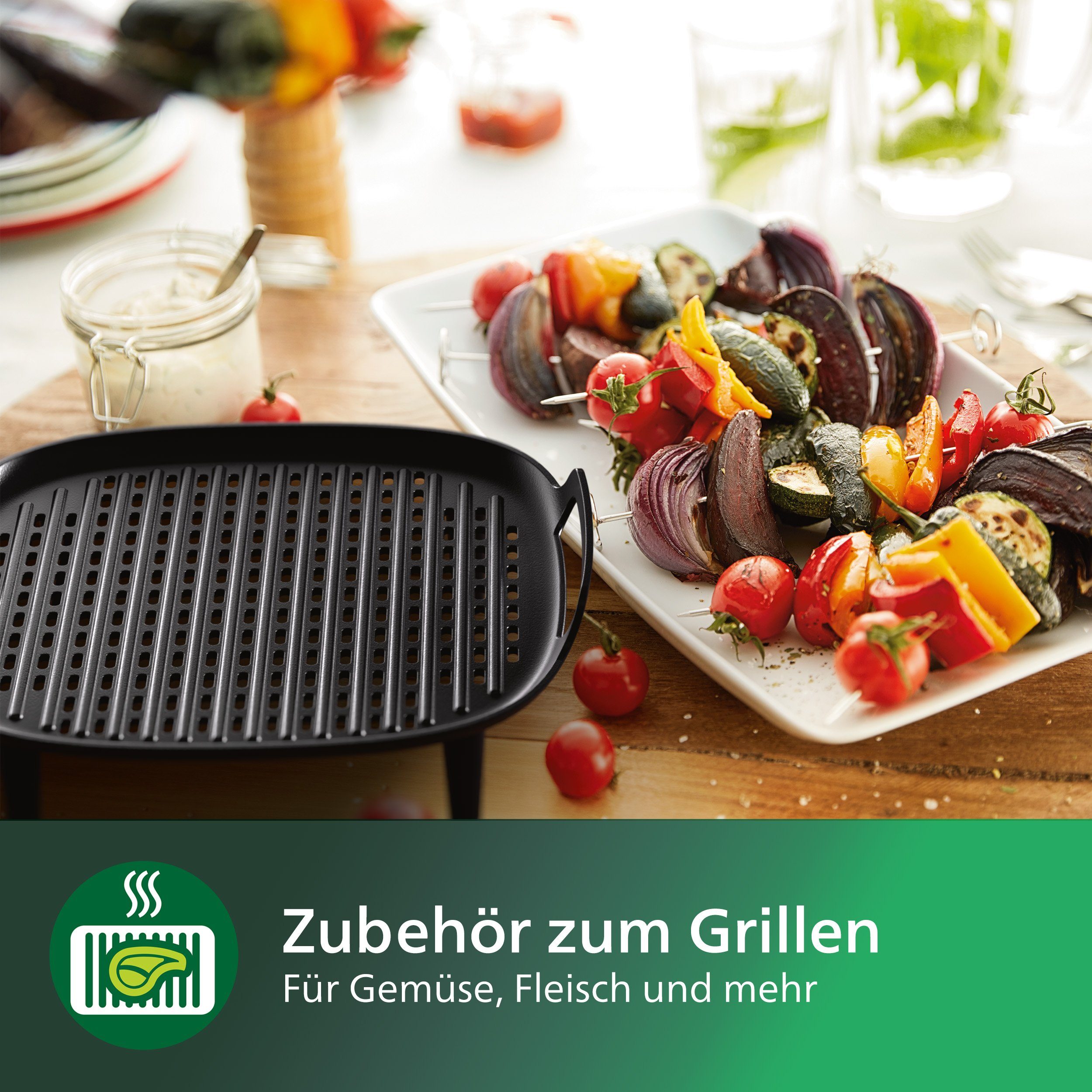 Philips Grillpfanneneinsatz HD9959/00 für Airfryer XXL 5000er Serie, inkl. 6 Spieße,spülmaschinenfest