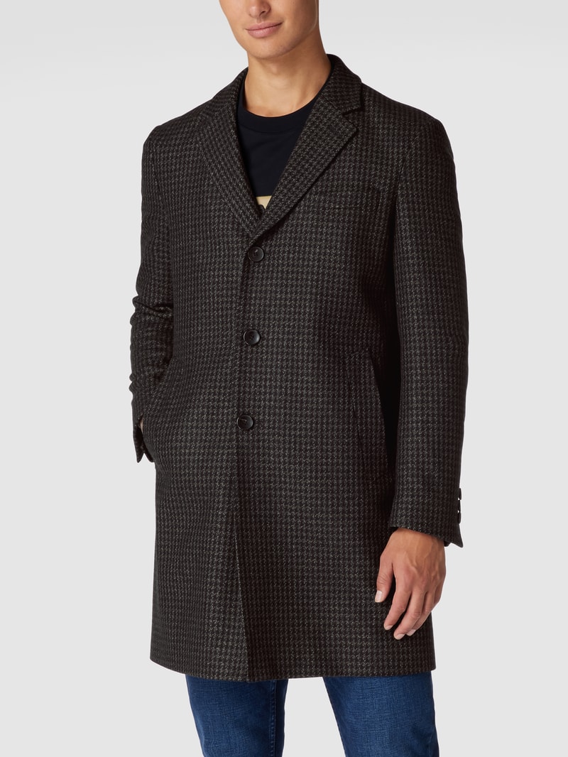Slim Fit Wollmantel mit Hahnentritt Modell 'Hyde' in beige