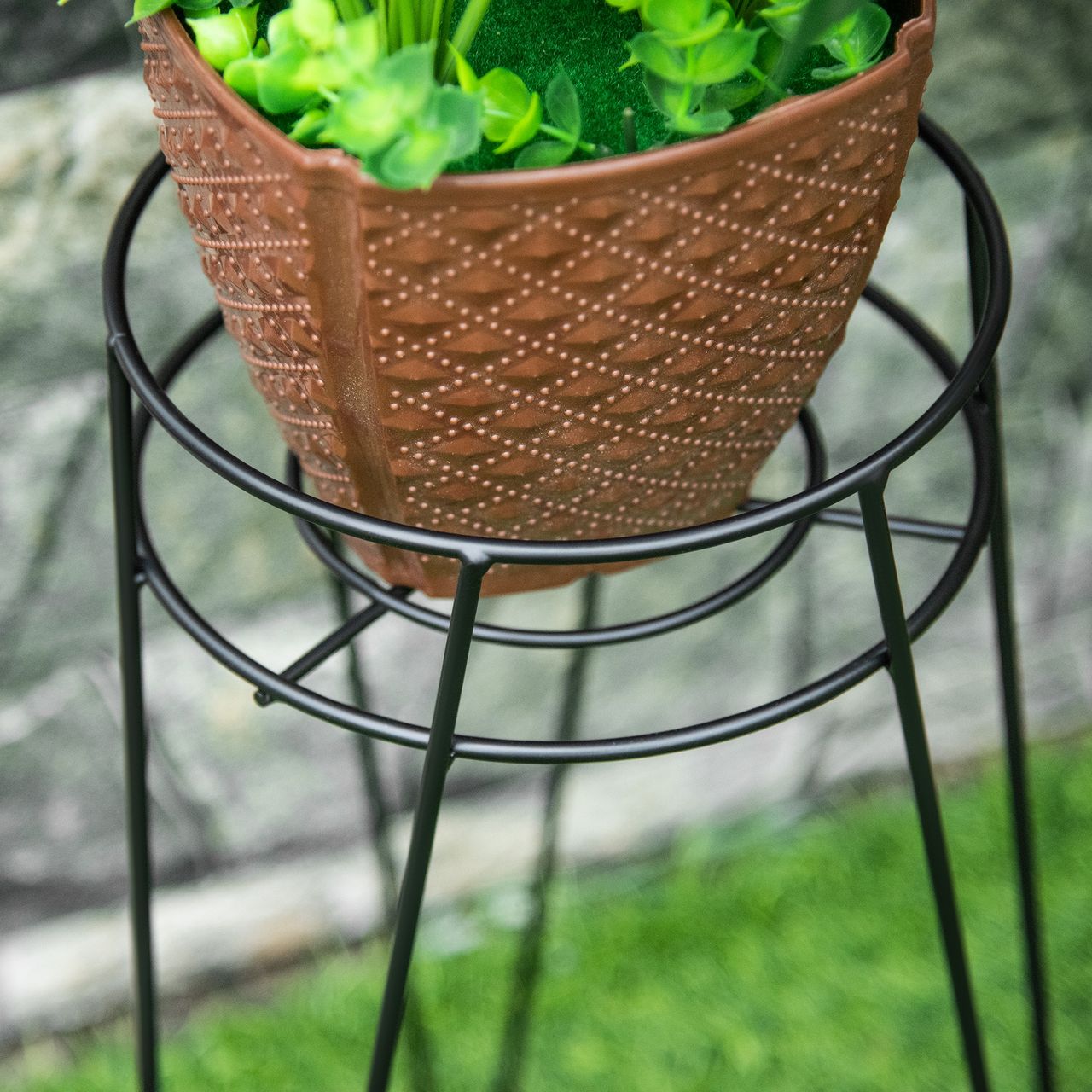 Outsunny Blumenständer 3er Set Pflanzenständer für Blumentopf bis Ø16 cm