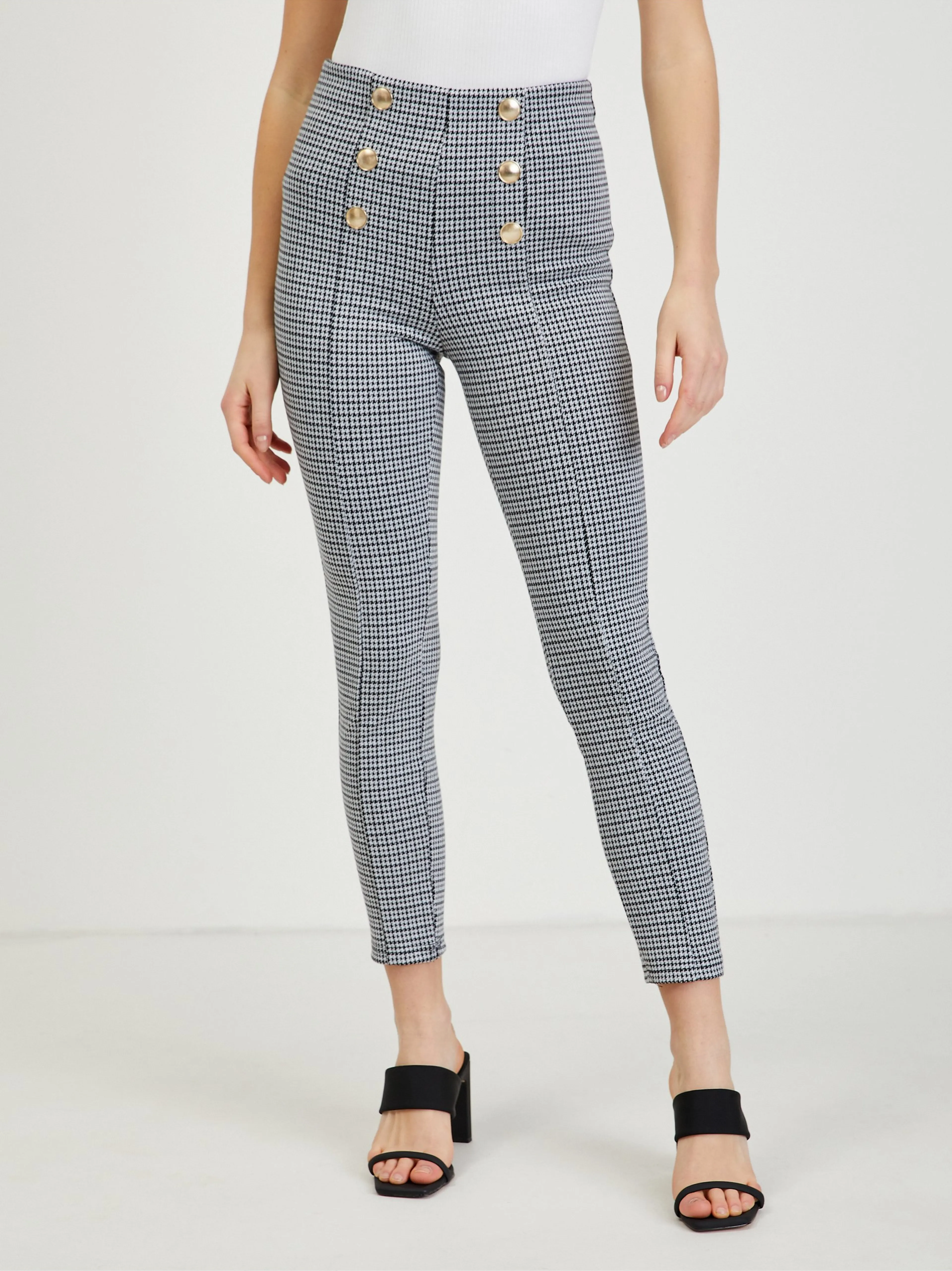 Weiß-schwarz gemusterte Damenhose ORSAY