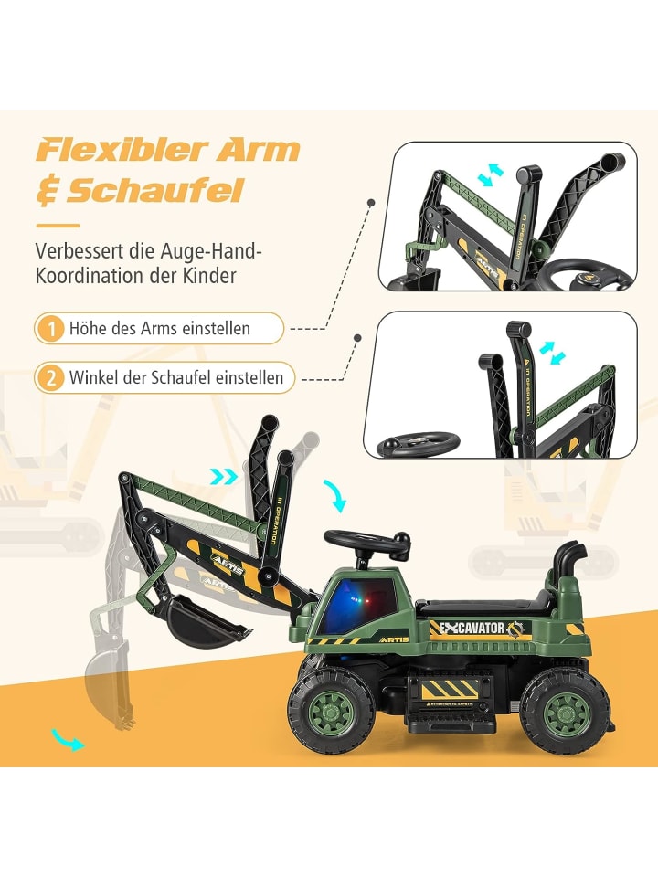 COSTWAY 6V Elektro Sitzbagger in Grün günstig kaufen 113 cm