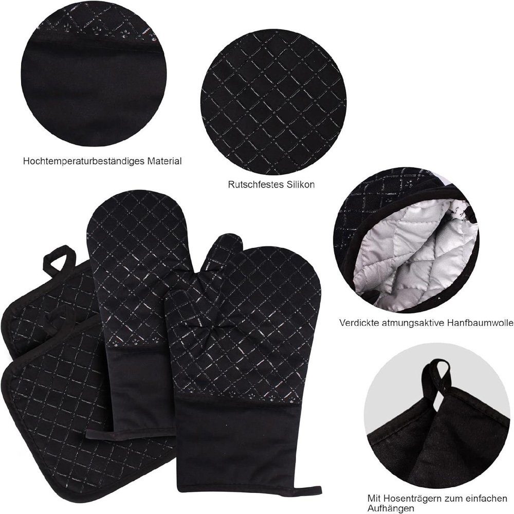 Tian Dee Topfhandschuhe Topflappen Handschuh, Ofenhandschuhe Hitzebestaendig, rutschfeste