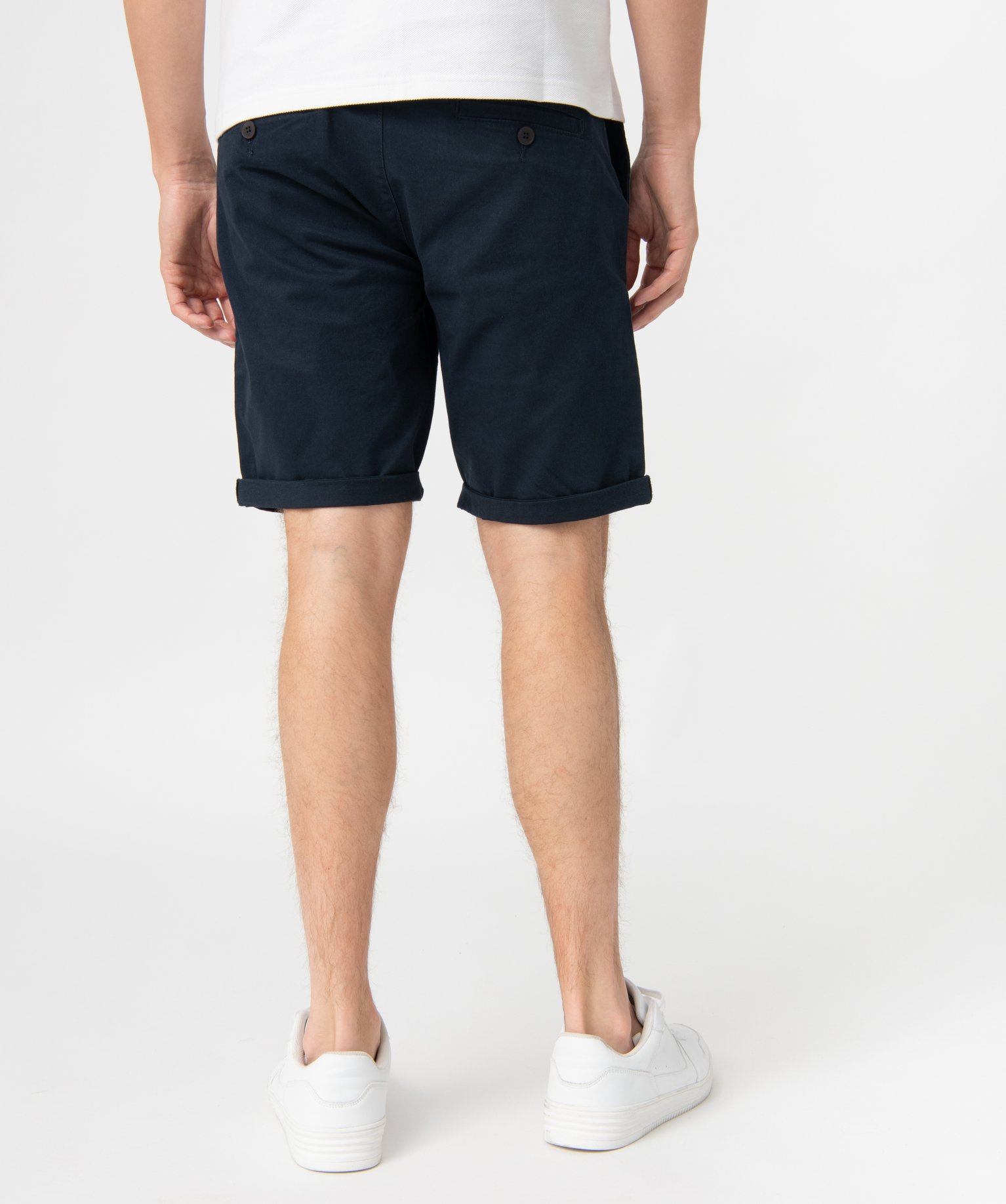 Bermuda homme en toile extensible 5 poches coupe chino bleu fonce | GEMO