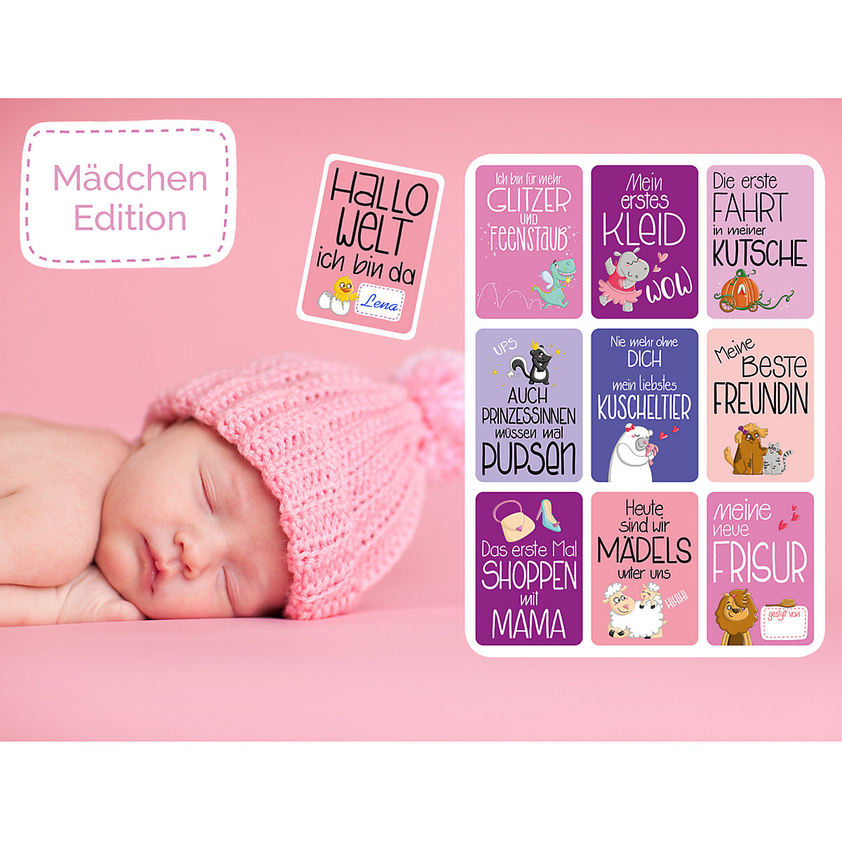 Baby Meilensteinkarten - 40 Karten I Geschenk zur Babyparty, Geburt und Taufe I Motive für Junge oder Mädchen