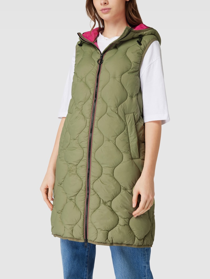 Steppweste mit Kapuze in khaki