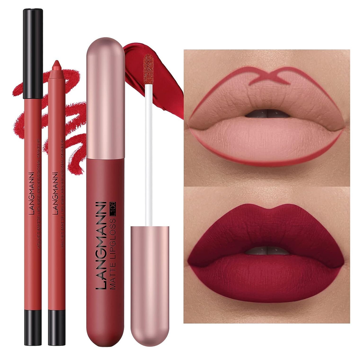 Haiaveng Lippenstift-Set 12Pcs Lip Liner und Lippenstift Set Matte Nude Lips Set, lang anhaltender wasserfester Lippenstift