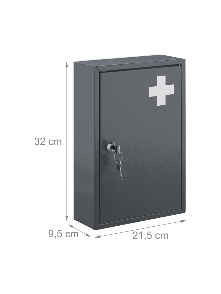relaxdays Medizinschrank in Grau/ Weiß - (B)21,5 x (H)32 x (T)9,5 cm günstig kaufen onesize