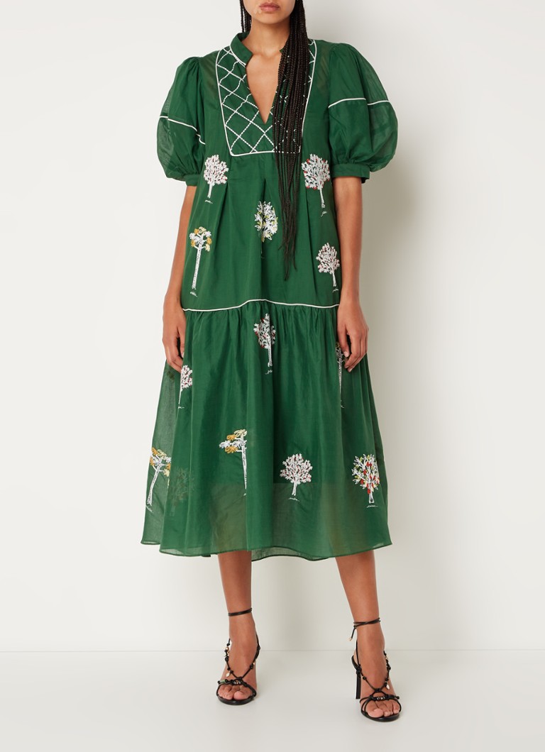 Robe tunique midi Farm Rio à imprimé feuilles et poches latérales