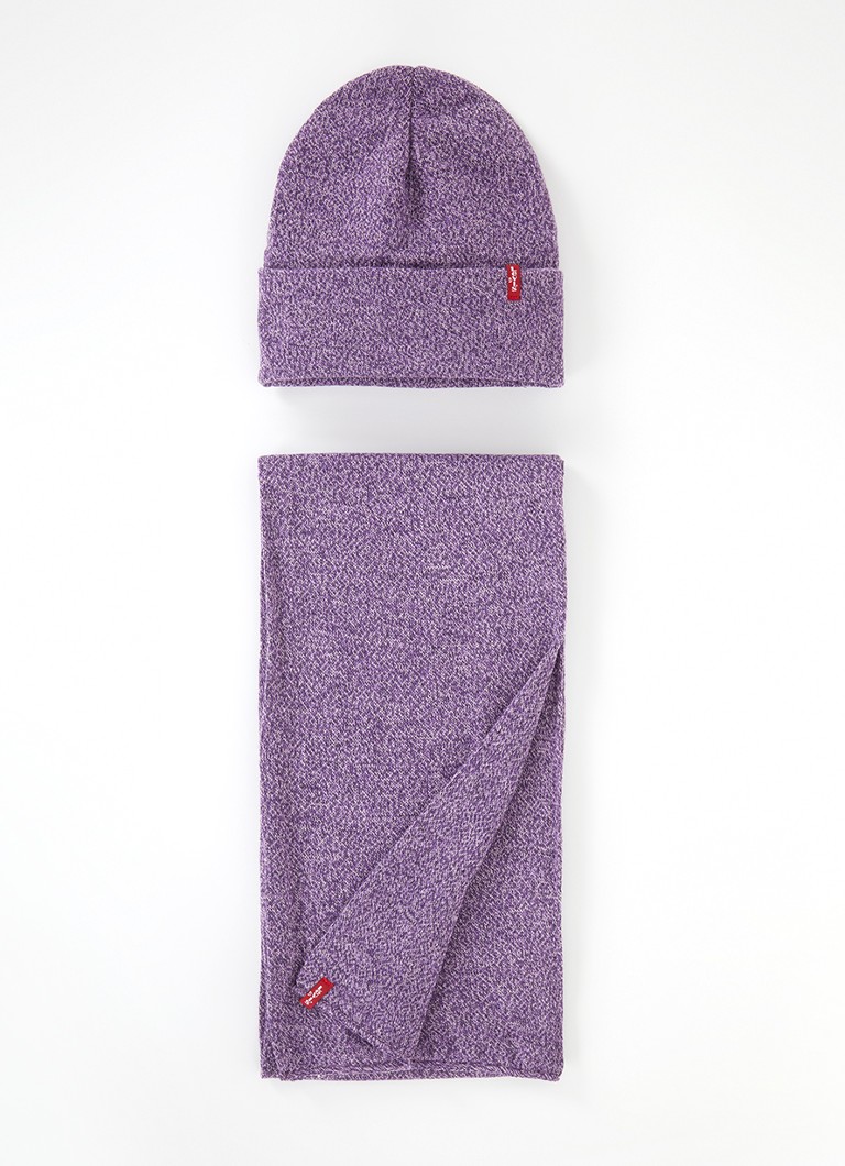 Levi's Fine-knit hat and scarf 180 x 20 cm in gift box