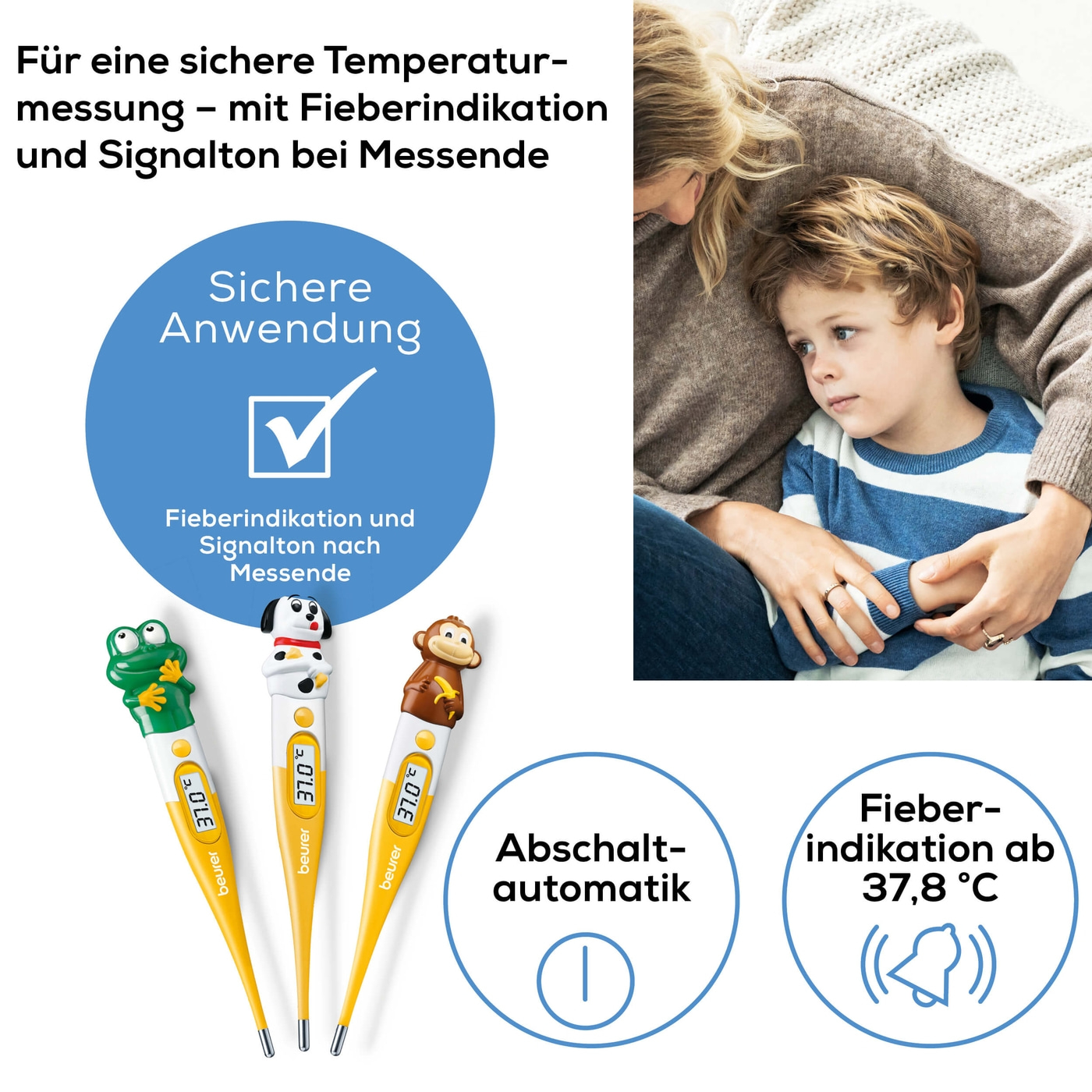 Beurer Express-Thermometer BY 11 Monkey-Baby Fieberthermometer im Affen-Design mit Express-Messzeit