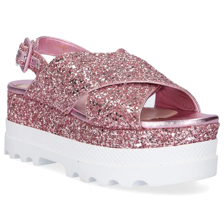 Miu Miu - Plateausandalen Glitter - pink