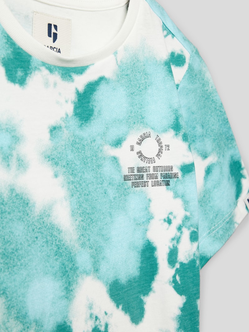 T-Shirt aus Baumwolle mit Allover-Muster in blau