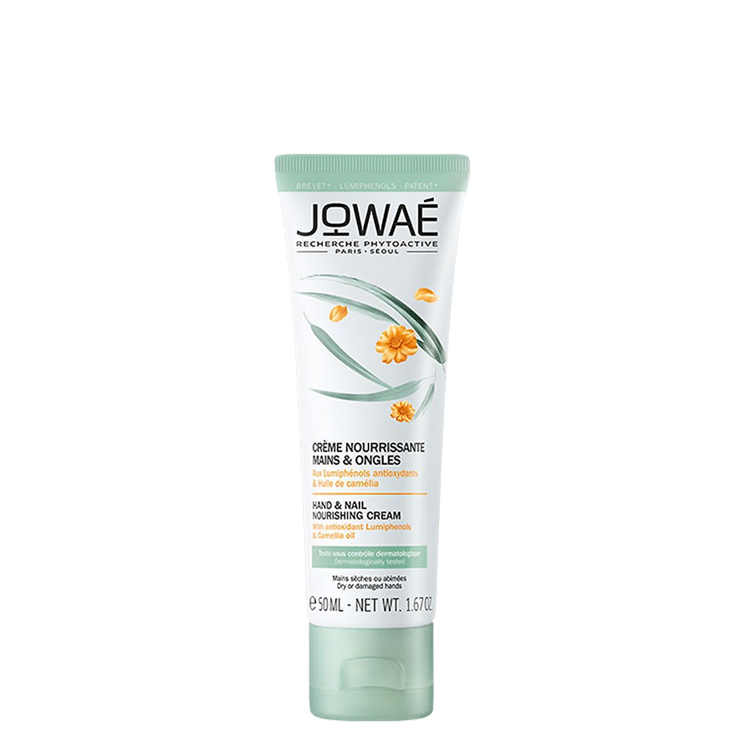 jowaé Crème Nourrissante Mains & Ongles Lumiphénols Antioxydants & Huile de Camélia 50 ml
