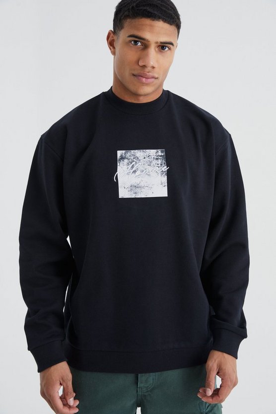 Oversize Sweatshirt mit Homme-Stickerei