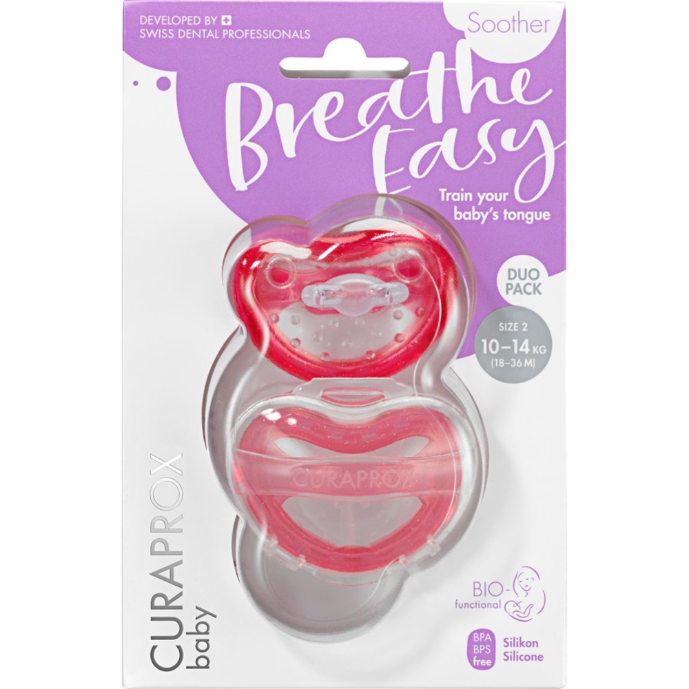 Curaprox Duo de sucettes roses accessoire pour bébés