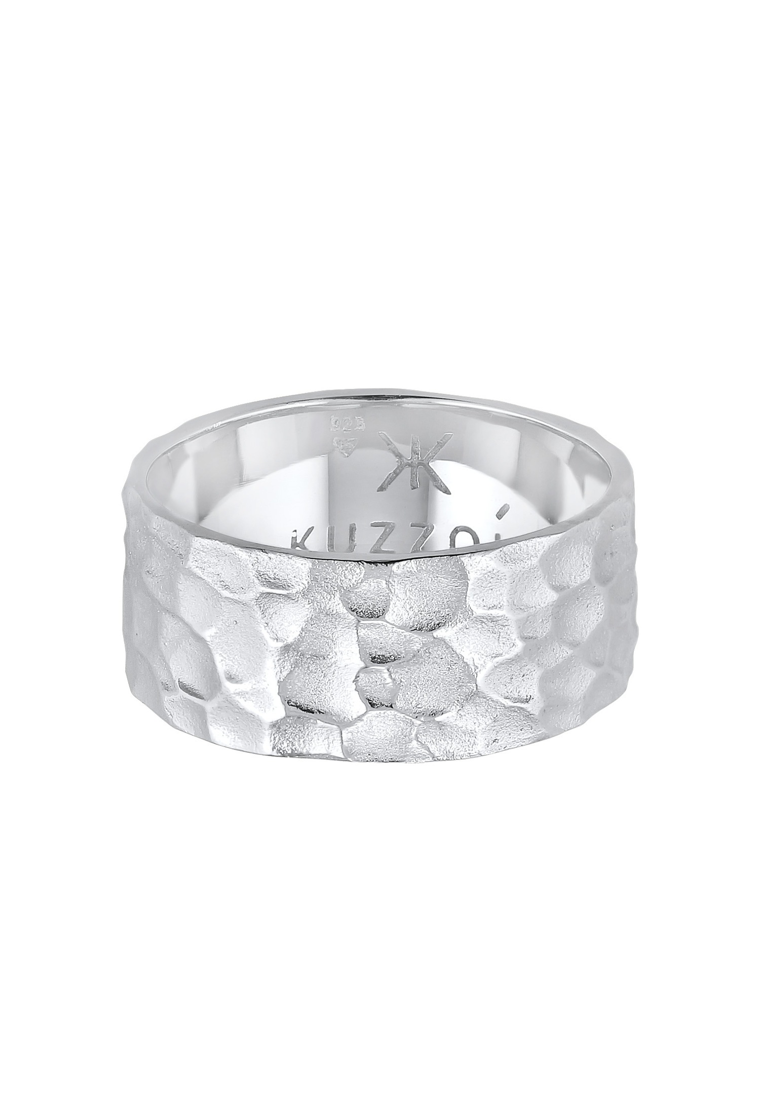 Anello da uomo KUZZOI in argento sterling 925, martellato e massiccio.