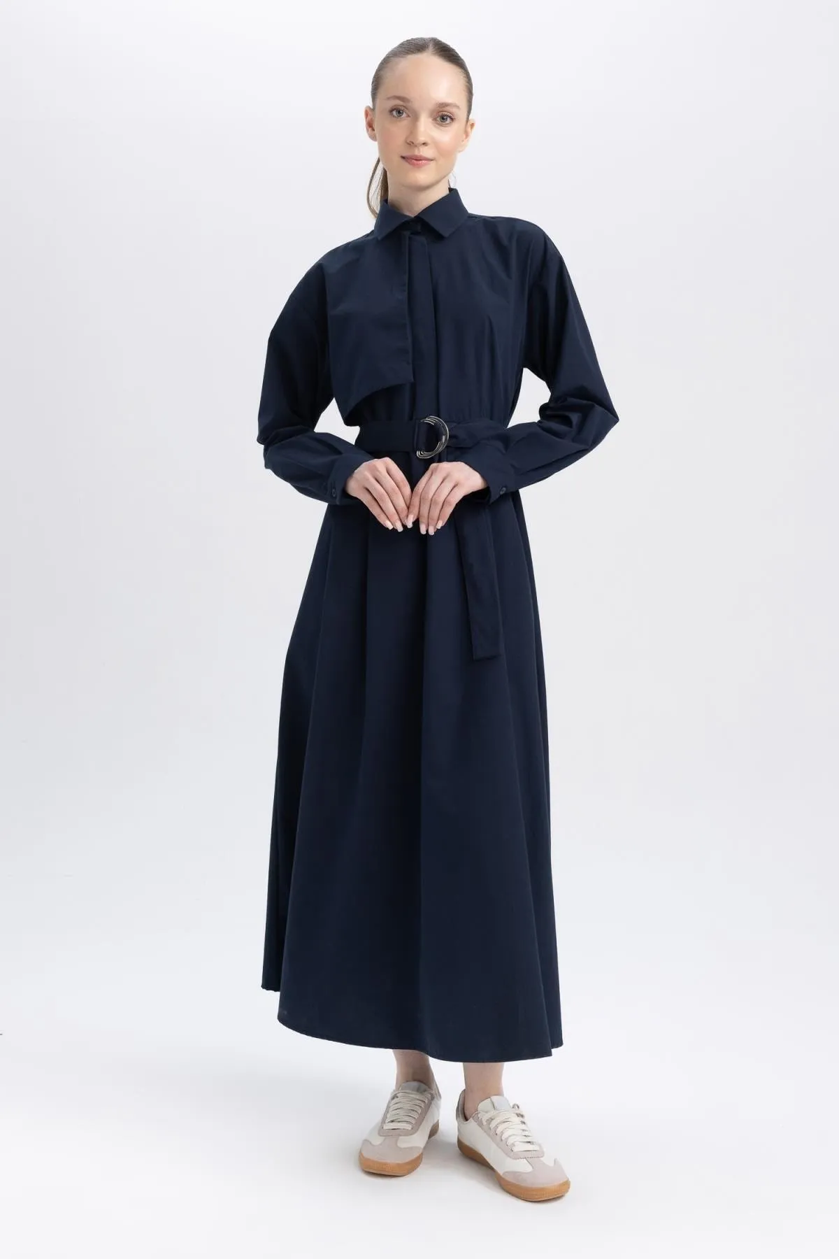 DeFacto  Relax Fit Hemdkragen-Popeline-Langarmkleid