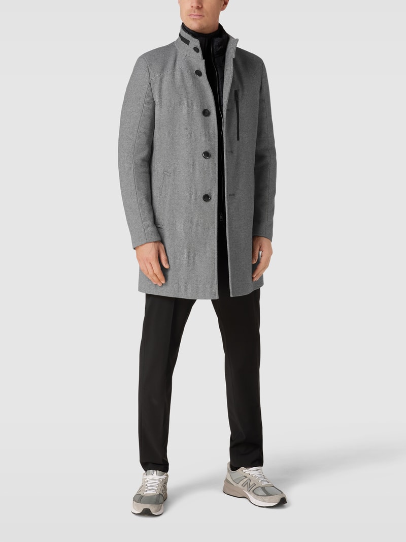Mantel mit Stehkragen Modell 'Standup Collar' in hellgrau