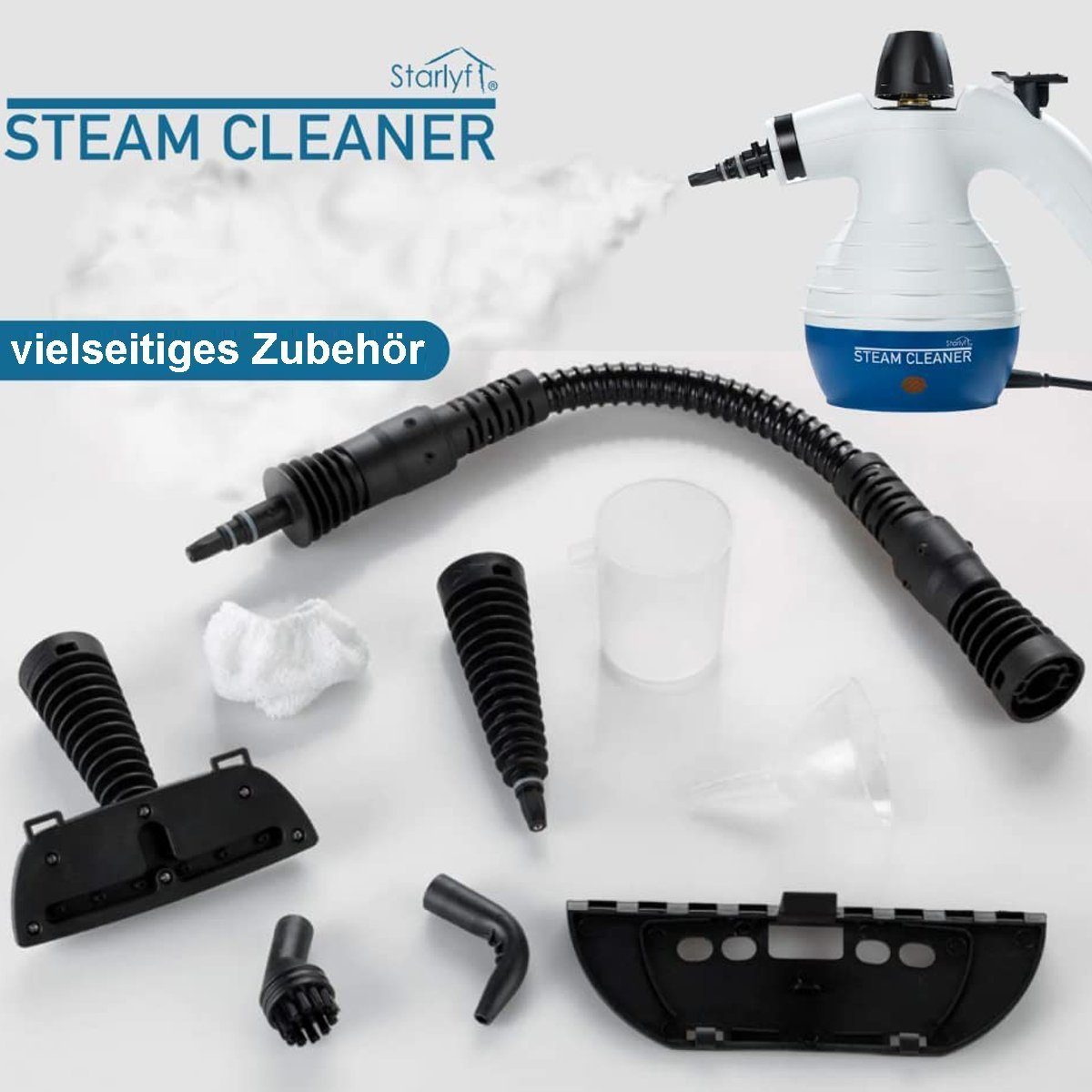 Starlyf Handdampfreiniger Steam Cleaner, 1050 W, beutellos, 2,8 bar, 250 ml, tragbarer Dampfreiniger, Dampfente