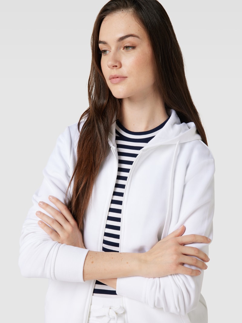 Sweatjacke mit gerippten Abschlüssen in weiss