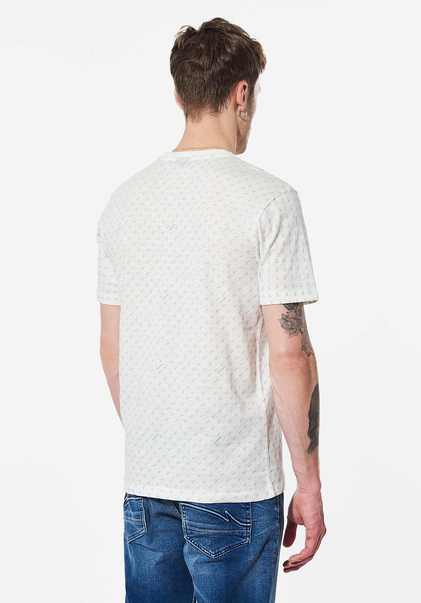 PEDRO  T-shirt blanc logo all over Homme en 100% coton bio