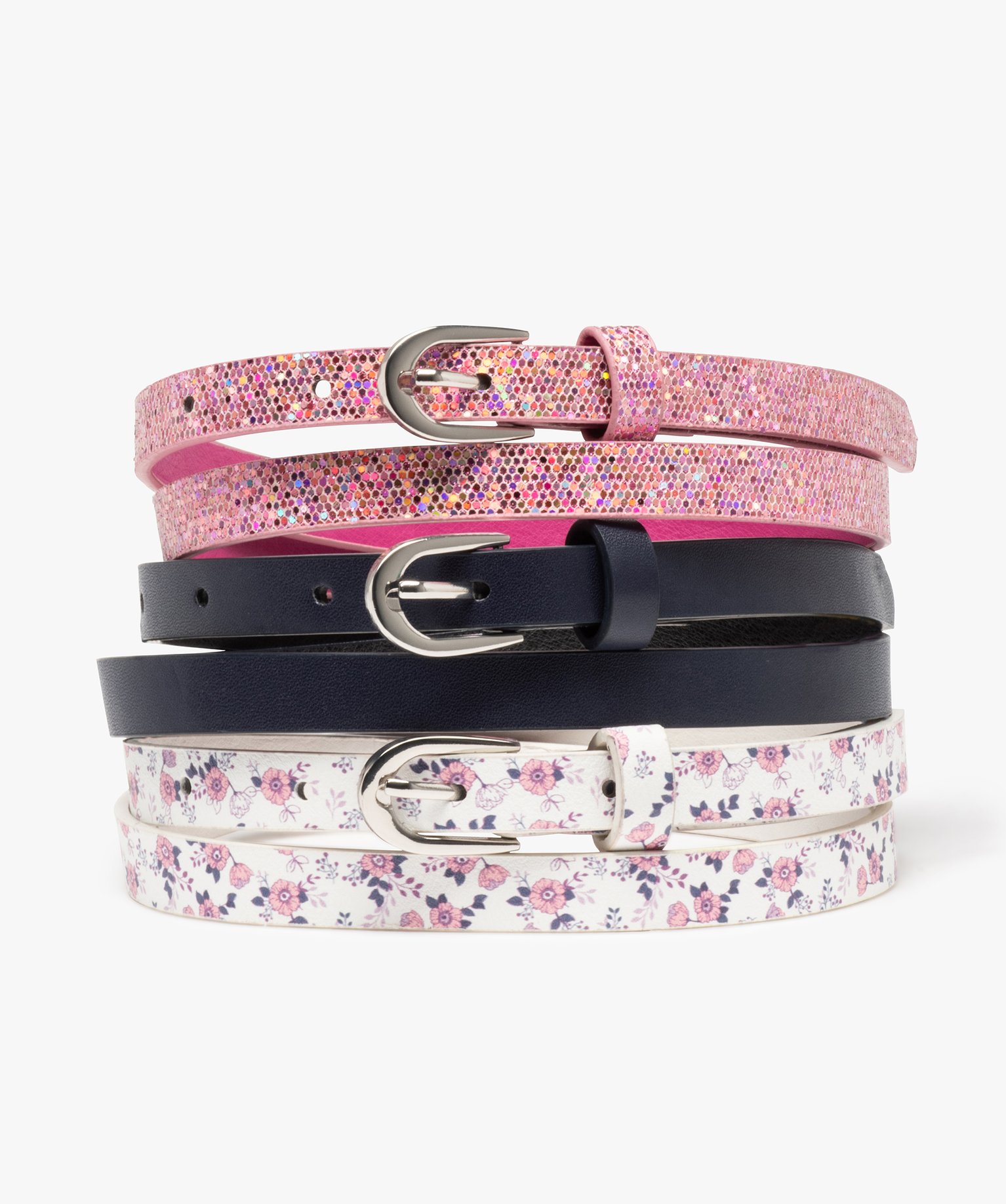 Ceintures fille fine à boucle (lot de 3) rose | GEMO