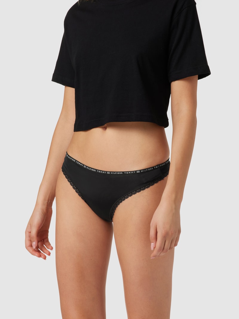 String im 3er-Pack mit Logo-Bund in schwarz